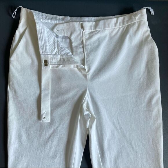 Prada Italy Ivory Cotton Elastane Blend Tab Capri Pants Quiet Luxury IT 38 US 4 - Picture 9 of 14